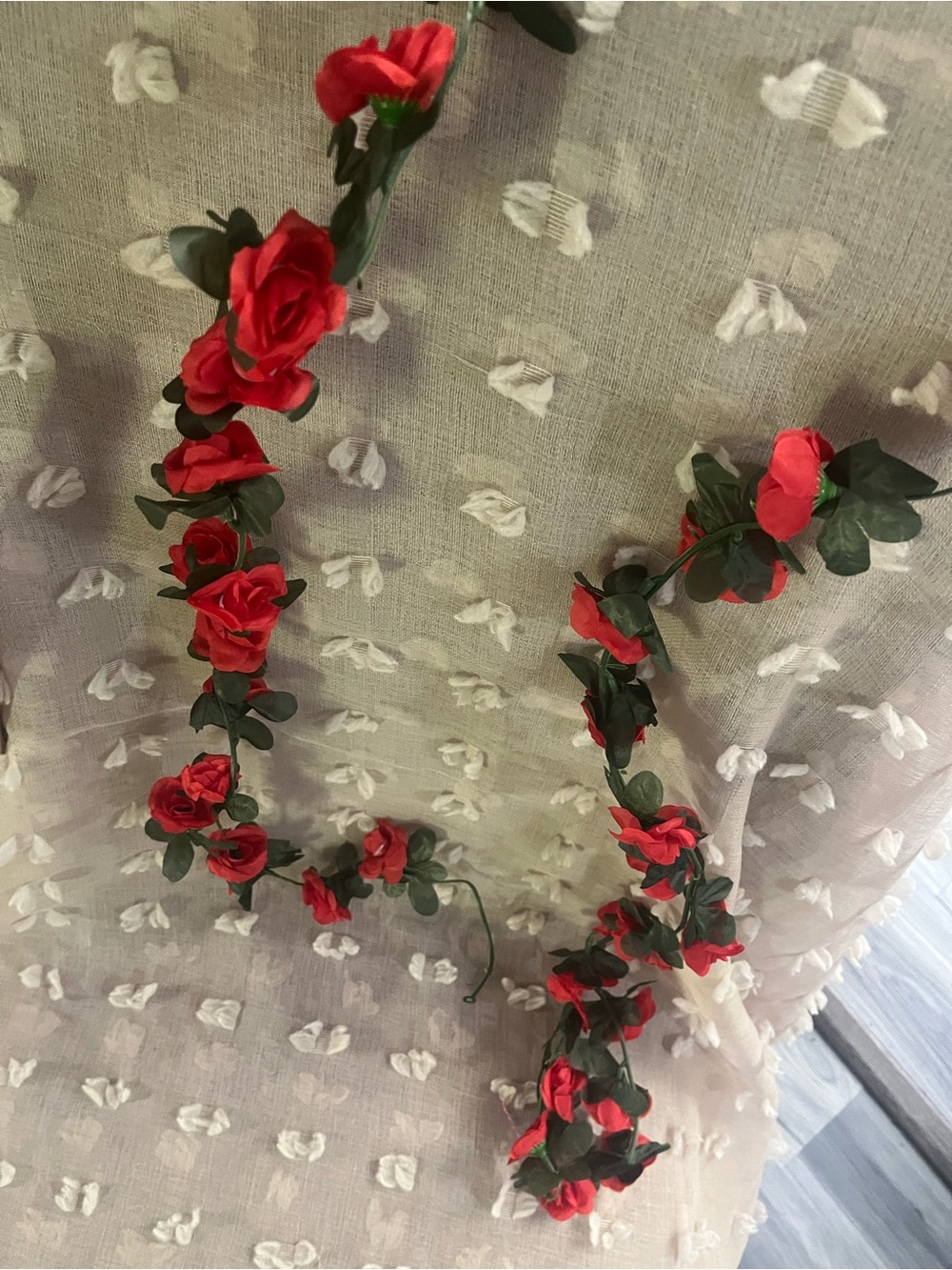 Small Red Floral Rose garland vine artificial flowers